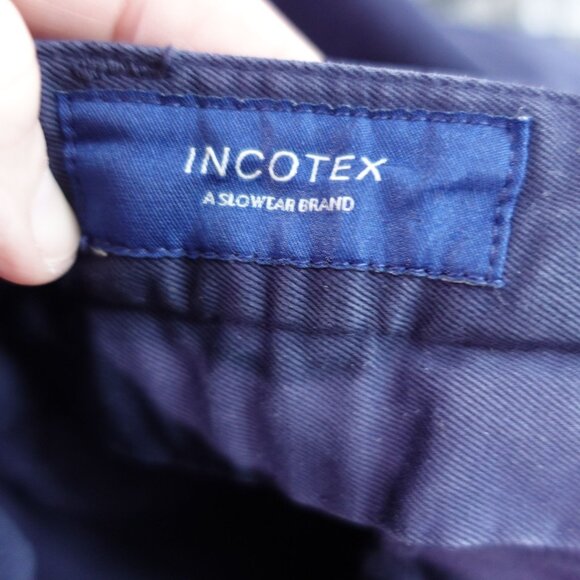 NWT Incotex Slim Fit Pattern 30 Slack Pants Sz 44 Blue Cotton Blend Slash Pocket - Picture 12 of 14